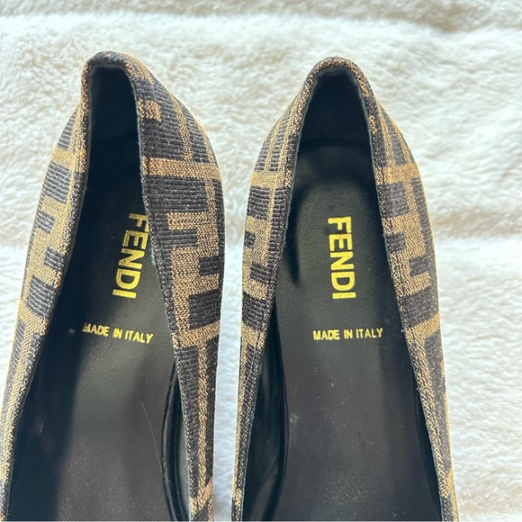 Fendi Zucca Print Buckle Heeled Ballet Flats Size 36 - Picture 5 of 12